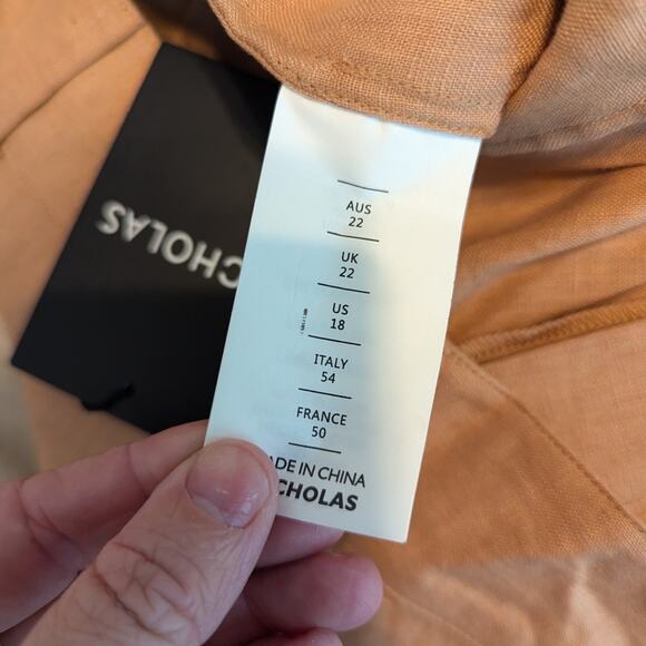 NWT Nicholas Delfina Twig Brown Longline Linen Shorts Size 18 - Picture 8 of 11